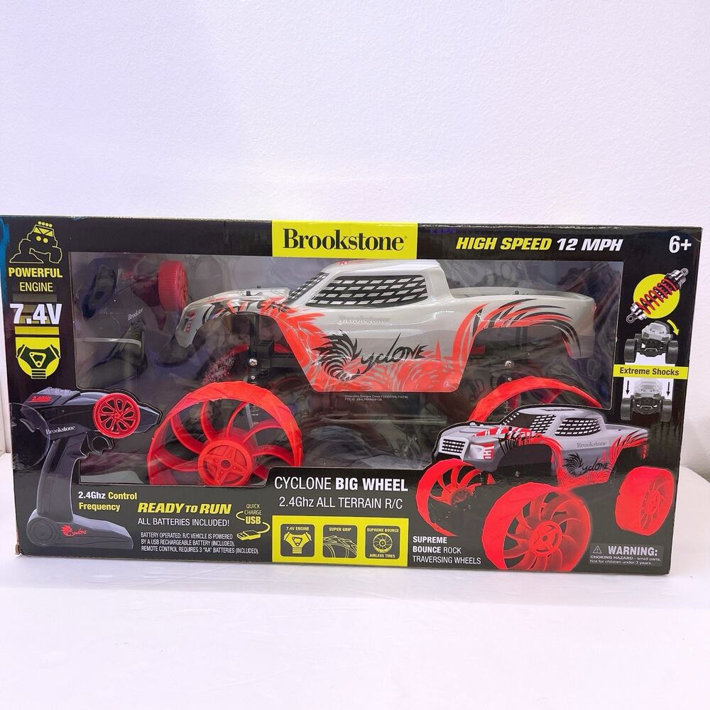 Brookstone Cyclone Big Wheel 7.4V‎ Powerful Engine Terrain RC Remote Control Toy